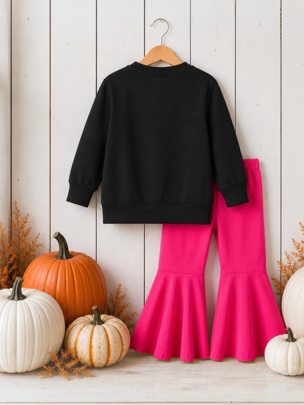 NWT Rylee + Faith Girls Chenille BOO Halloween Bell Bottom Outfit Size 3 3T - Picture 2 of 2